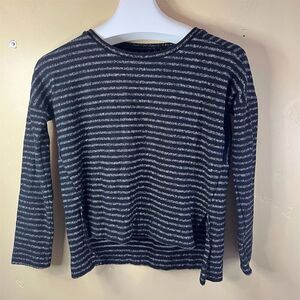 Madewell Oversized Black Marled Stripe Boatneck Women's Size‎ XS High Low Preppy